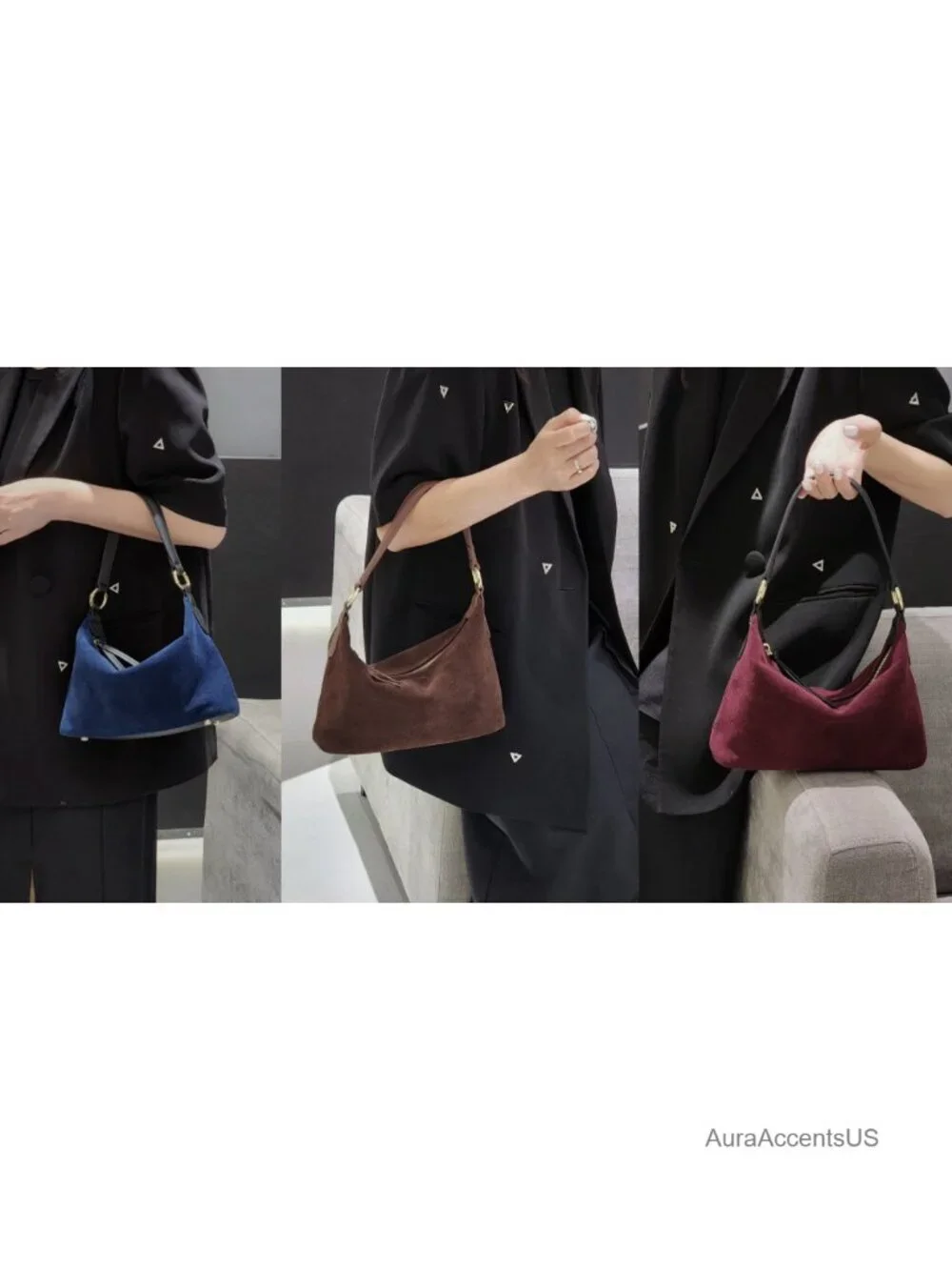 Premium Suede Leather Crossbody Bag for Women Tote Handbag Hobo Purse With